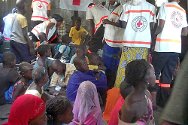 Touba, Senegal. Senegalese Red Cross volunteers take care of children looking for their parents in one of the two tents put up for this purpose.