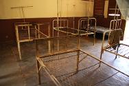 Kaga Bandoro. Kaga Bandoro hospital -- empty bedswhere mattresses were looted. The hospital has a 73-bed capacity.