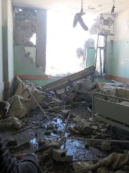Una sala del hospital Al Aqsa bombardeada. 