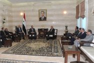 Damas, Syrie. Le président du CICR, Jakob Kellenberger, s'entretient avec le premier ministre syrien, Adel Safar.