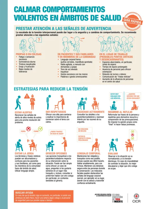 Portada de la publicación: Calmar comportamientos violentos en ámbitos de salud