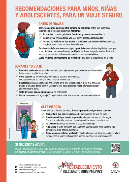 Afiche Recomendaciones para niños, niñas y adolescentes para un viaje seguro