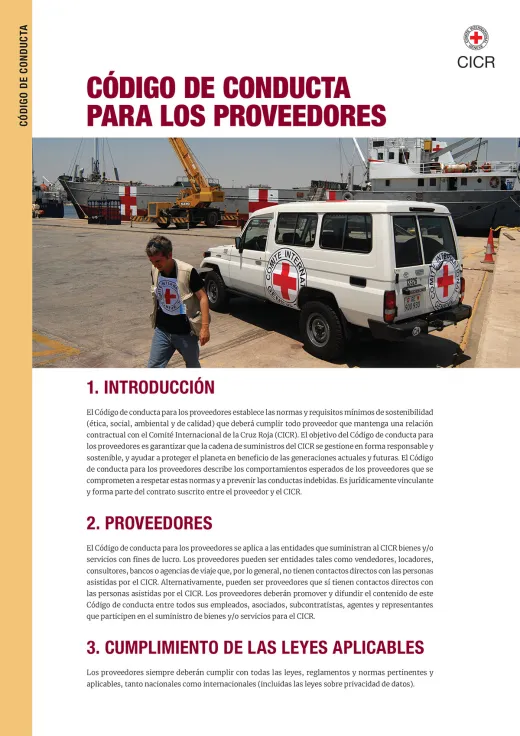 Portada de la publicación: Código de conducta para proveedores