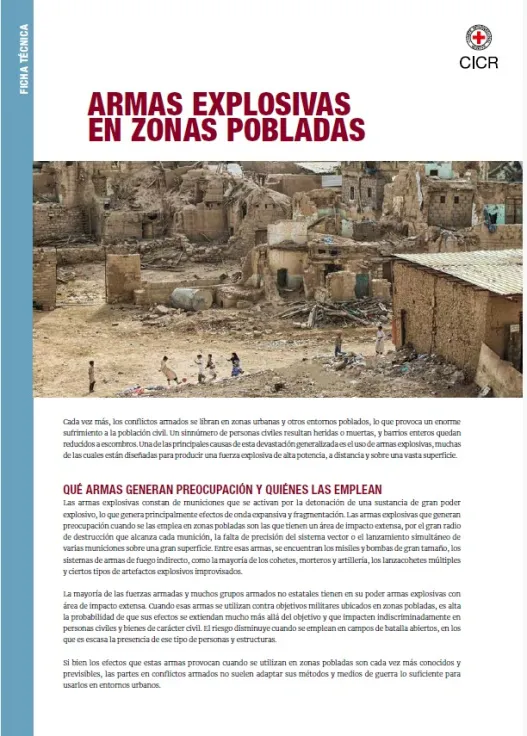 Portada de la publicación: Armas explosivas en zonas pobladas