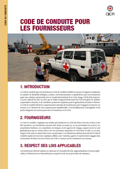 Code de conduite pour les fournisseurs
