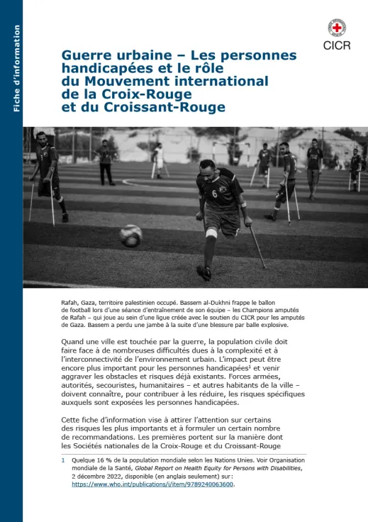 Guerre urbaine – Les personnes handicapées et le rôle du Mouvement international de la Croix-Rouge et du Croissant-Rouge