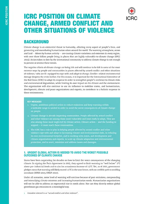 ICRC Position on Climate Change, Armed Conflict and Other Situations of Violence