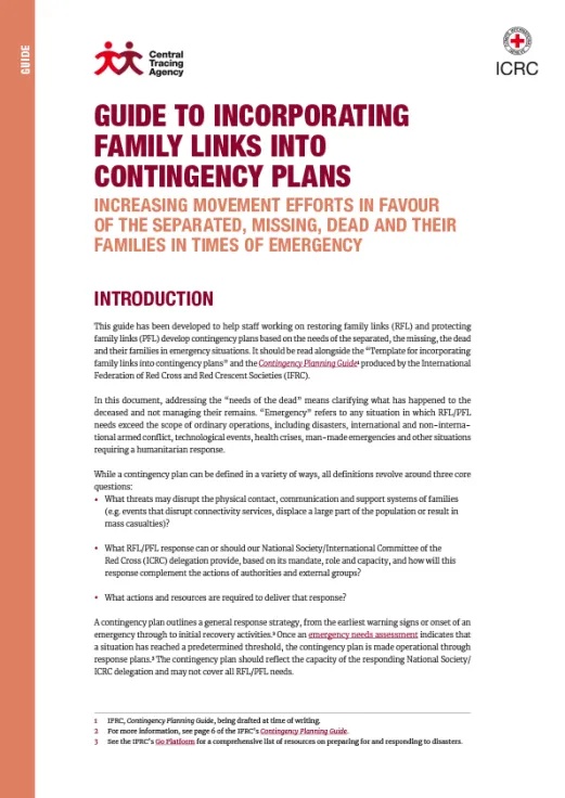 Guide to Incorporating Family Links Into Contingency Plans
