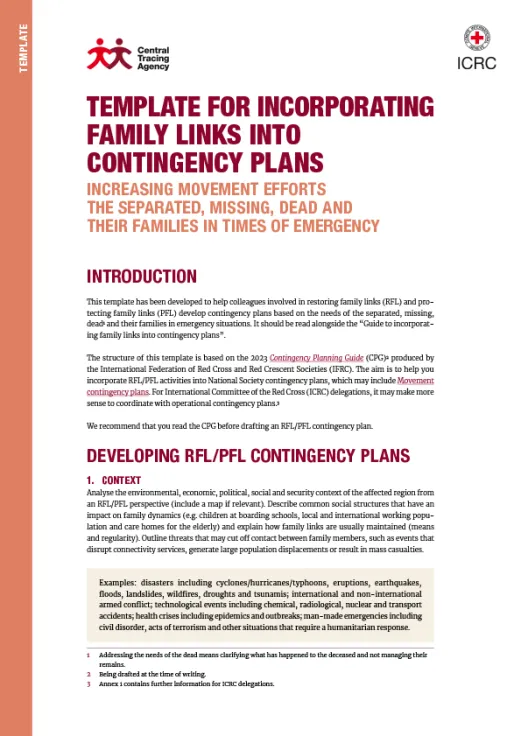 Template for Incorporating Family Links Into Contingency Plans