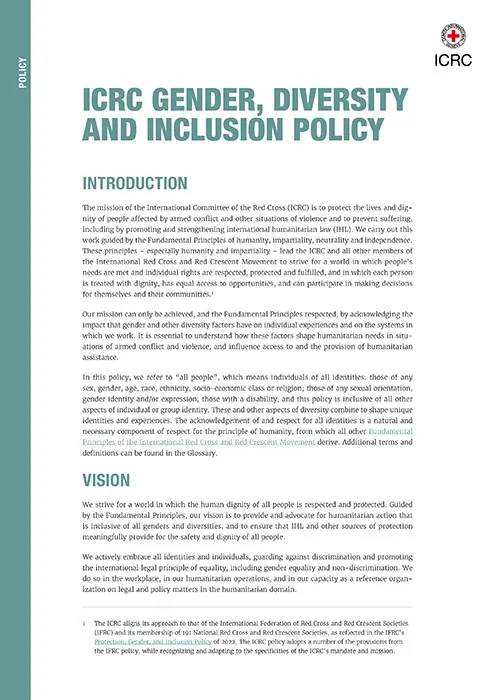 ICRC Gender, Diversity and Inclusion Policy