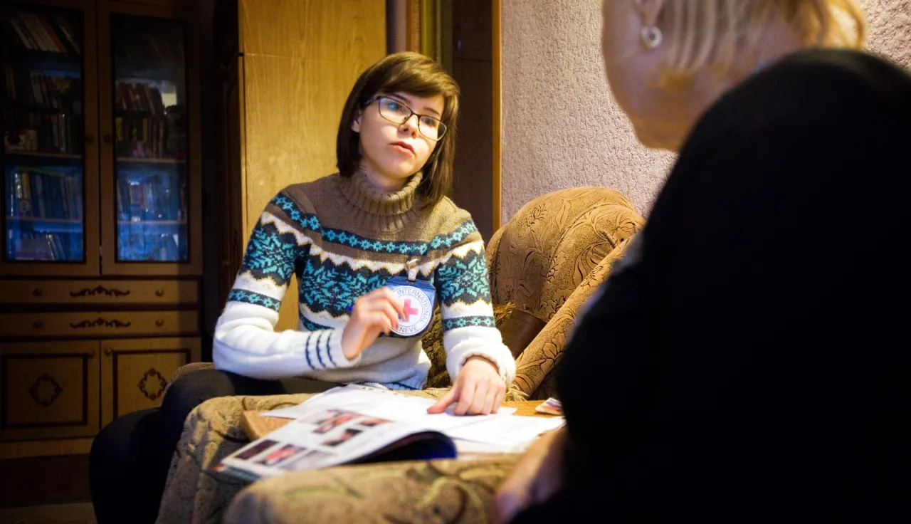 Speaking to an ICRC staff