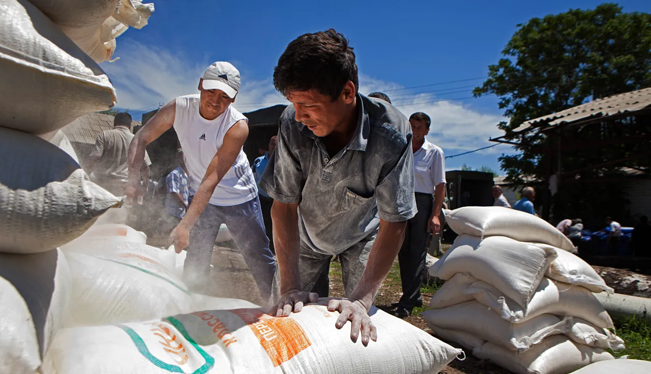 Distribution of essentials in Bazarqurgan, Kyrgyzstan
