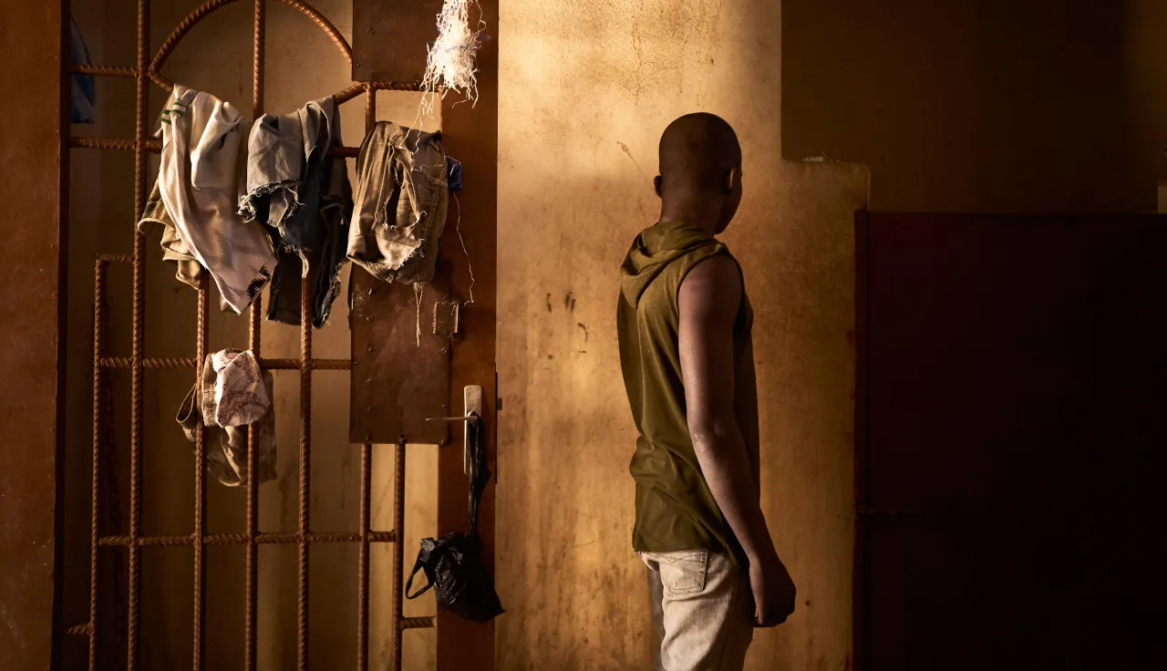 A child inmate in Mopti arrest house in Mali.