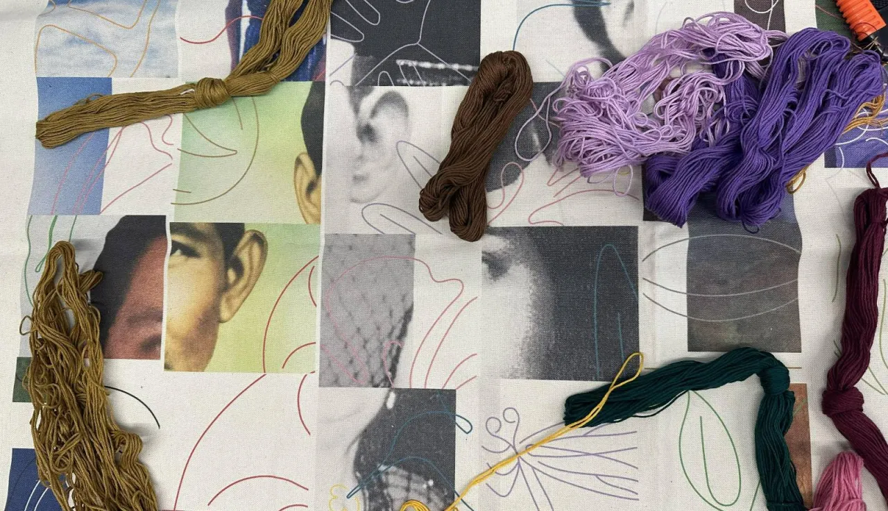 Tejer memoria, recortes e imagenes de personas desaparecidas 