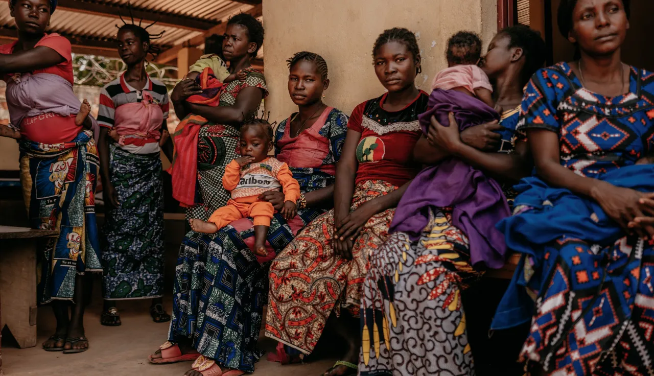 Patients arriving for appointments at Doukouma health centre, supported by the ICRC. Doukouma, Central African Republic, 9th December 2024.