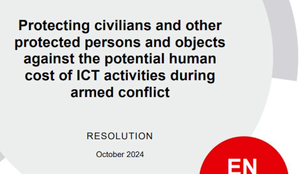 Cover page of the resolution on protecting civilians and other protected persons and objects against cyber harm