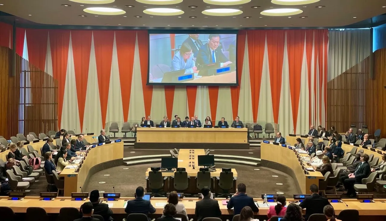 ICRC President Mirjana Spoljaric delivers remarks on 29 April 2025 at a meeting on the Global Initiative to Galvanize Political Commitment to International Humanitarian Law convened by France at the United Nations in New York.