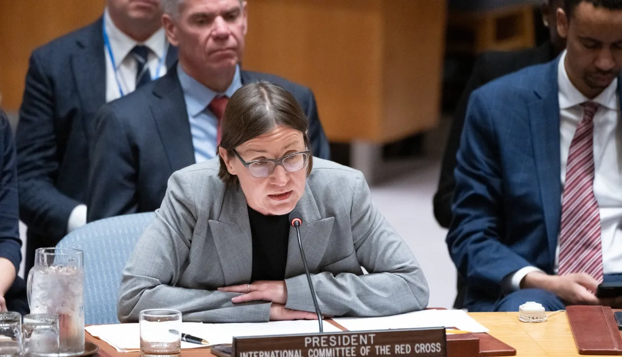 President Mirjana Spoljaric speaks in the UN Security Council.