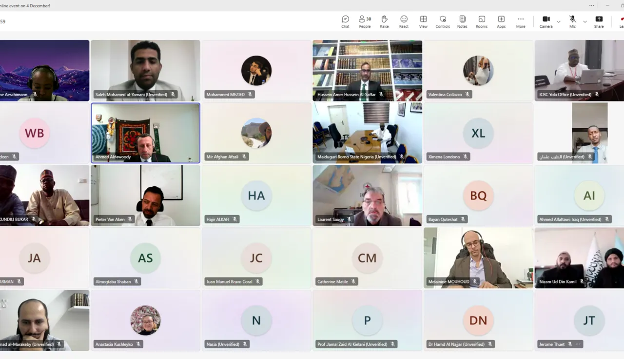 A screenshot of an online Expert workshop on the missing under Islamic law held on 4 December 2025.