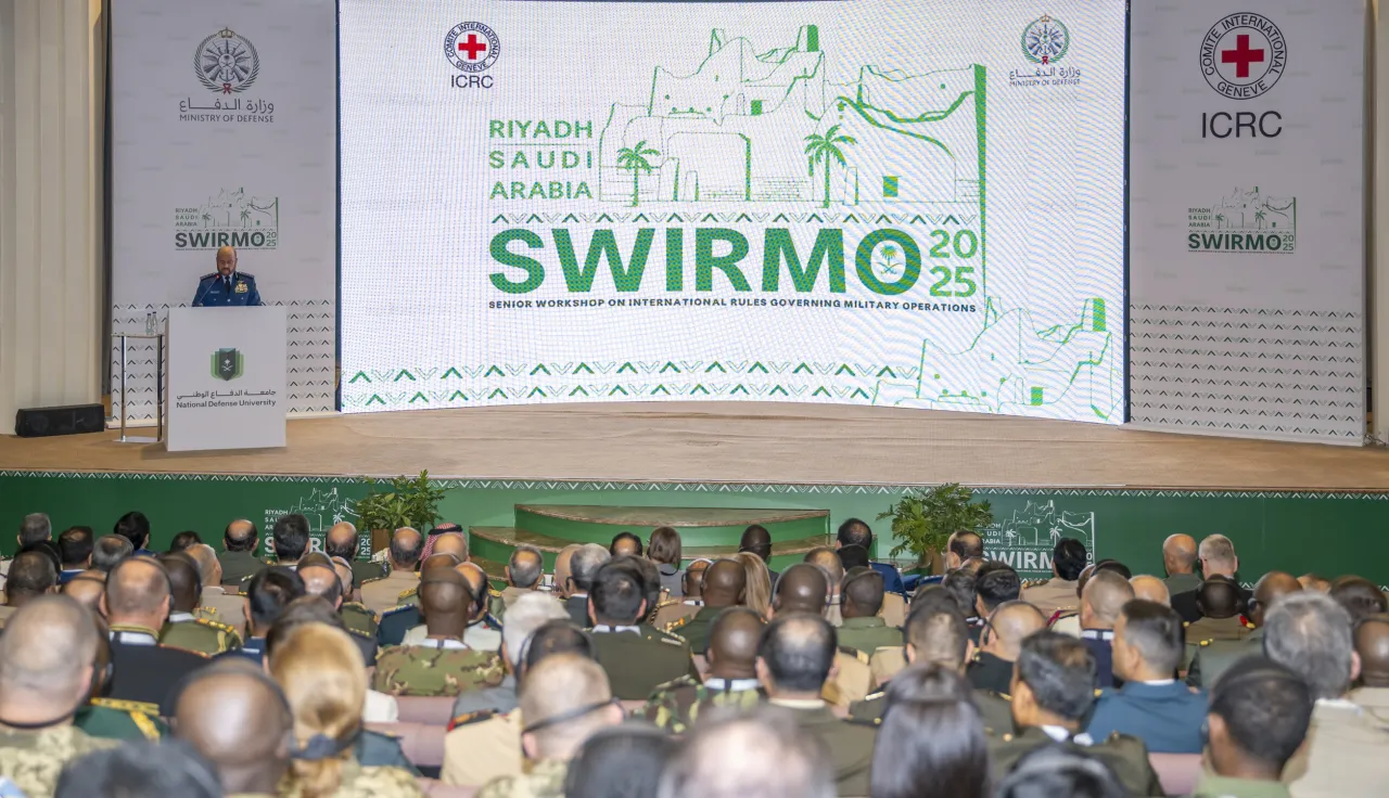 Opening of the SWIRMO 2025 in Riyadh, organized by the ICRC and co-hosted by the Ministry of Defense of the Kingdom of Saudi Arabia and the Saudi National Committee of International Humanitarian Law (IHL).