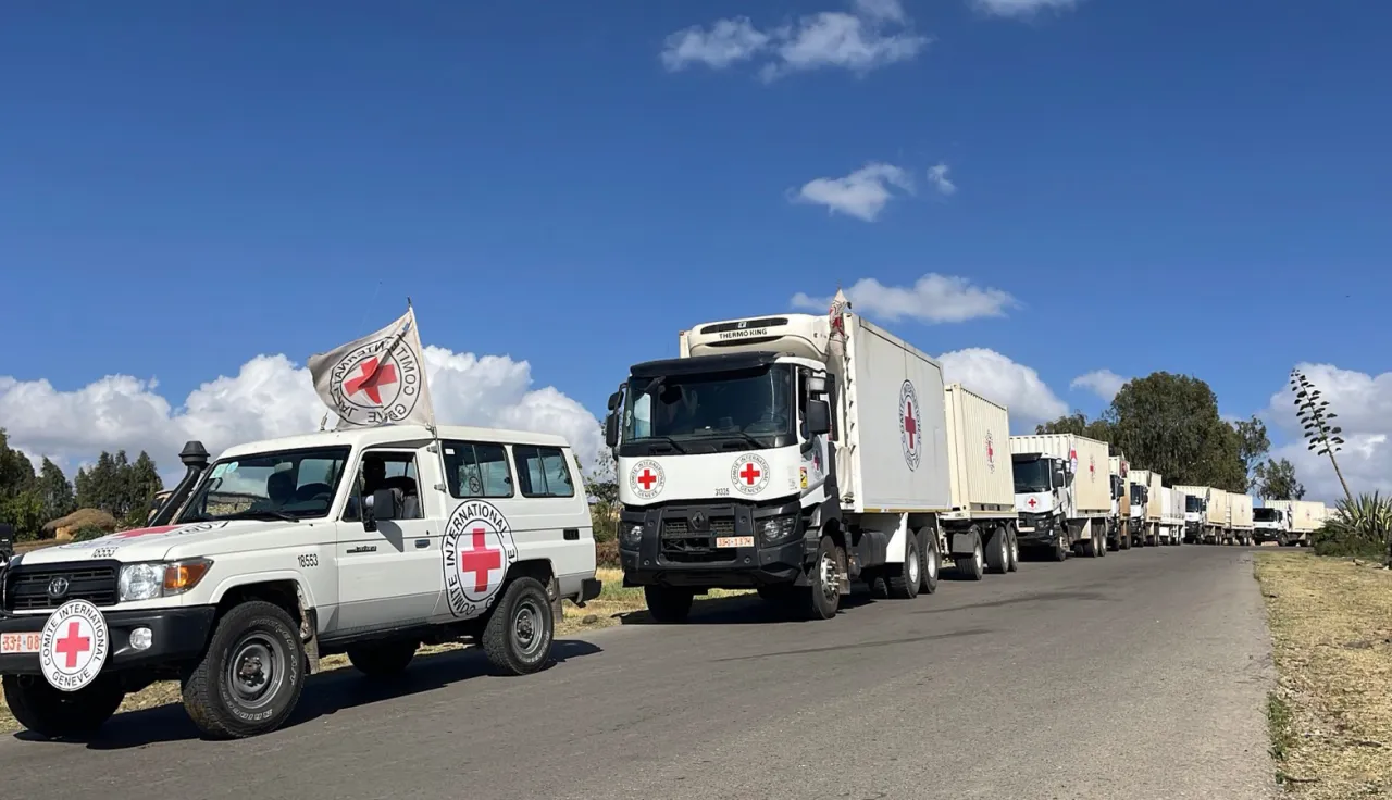 Our latest convoy of seven trucks (five with trailers) medical supplies and equipment has arrived in Mekelle, #Tigray region