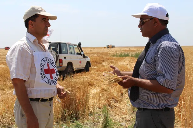 The ICRC visited the Hasangaya village of Terter, Azerbaijan, in 2015 as a neutral intermediary to facilitate the wheat harvesting in this very exposed community