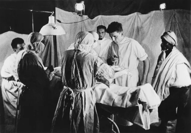 Ethio-Italian War, 1935-1936. Surgery performed in a field hospital.