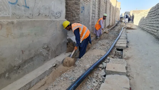 New PE pipes being laid in Kandahar to provide reliable access to safe and clean water without wastage