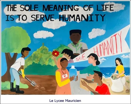mural depicting the theme "save humanity"