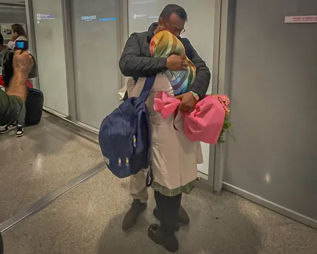 Mariam reunited with her husband Mahmood.