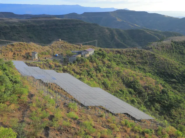 One of the six solar panel farm in one of the three booster station in Lalibela.