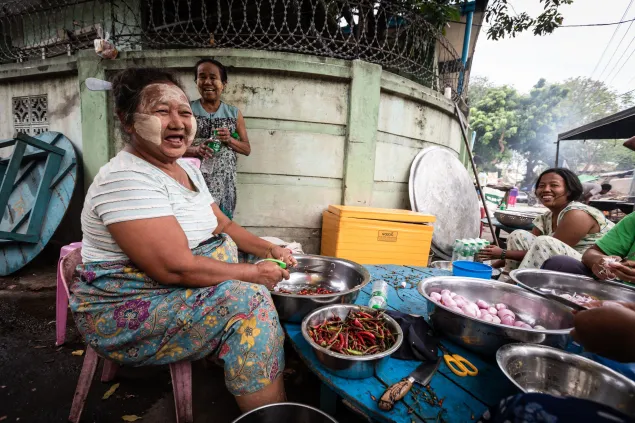 A woman at the community kitchen in Myanmar