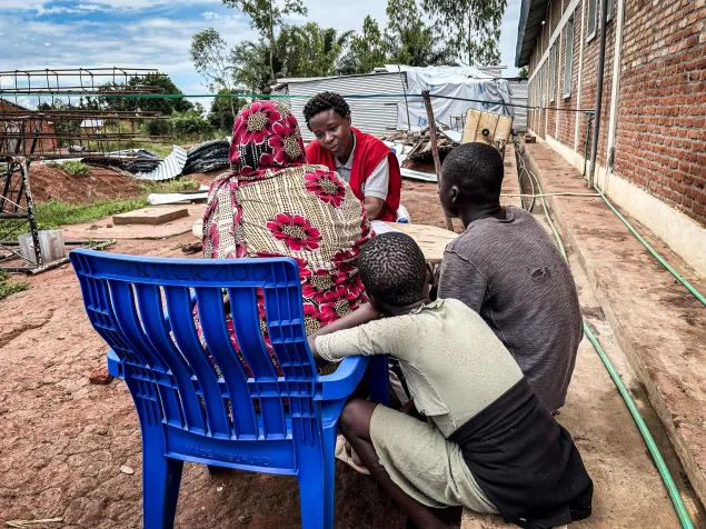 Noemie Niyongere, at ICRC Protection of Family Links program, is registering separated families