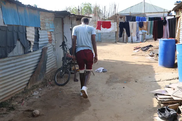 Musa Ali learning to walk again