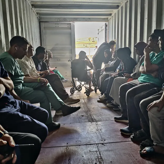 One of the shipping containers we use to shelter from stray bullets at the Field Hospital in Rafah.