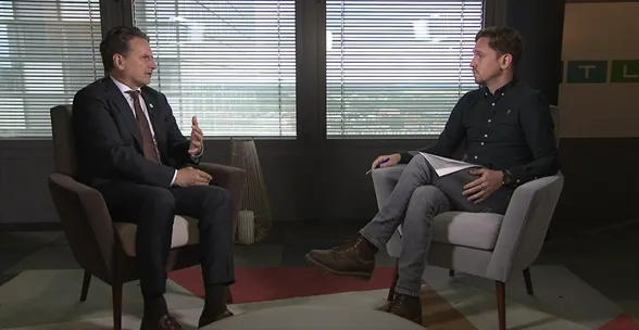 Pierre Krähenbühl, Director-General of the International Committee of the Red Cross (ICRC) taking a televised interview with RTL, a leading media group in Luxembourg.