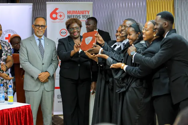 Head of the Regional Delegation and Justice Susan Okalany from the International Crimes Division