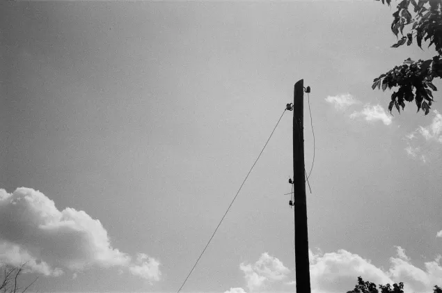 Damaged electricity poles in Sukha Kamianka.