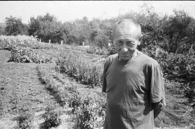 Anatolii Kniaziev at his family farm in Dovhenke. 