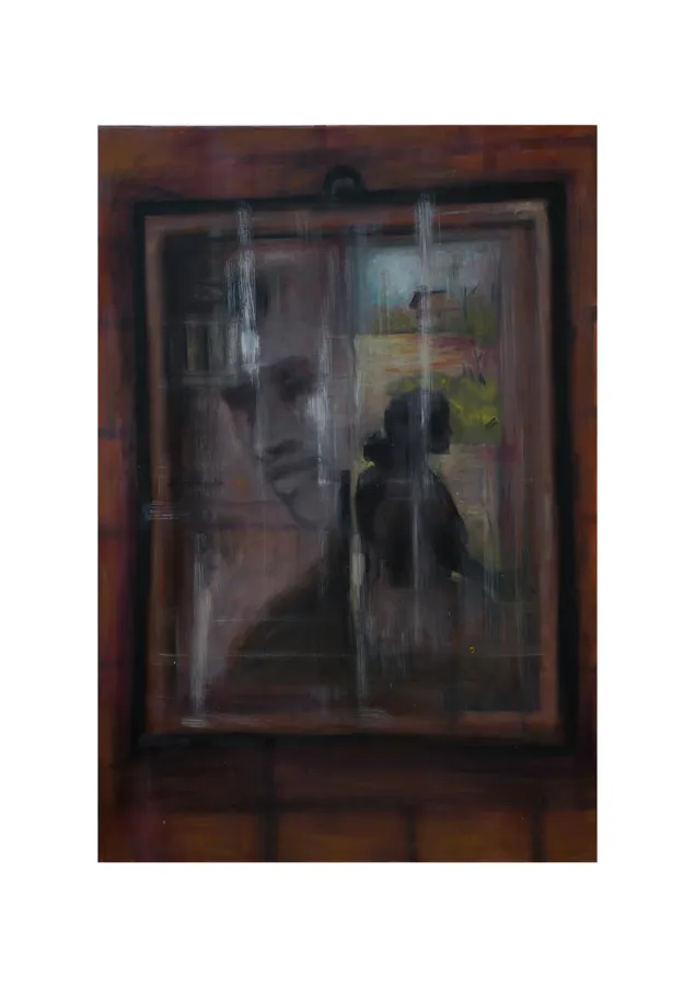 Piyumi’s painting portrays a mother standing at the doorstep of her home, waiting for her missing son who disappeared during the war.