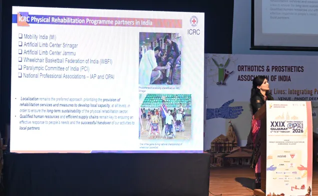 Ms. Charu Sharma, Physical Rehabilitation Project Manager at ICRC New Delhi, provided an overview of the PRP’s activities in India