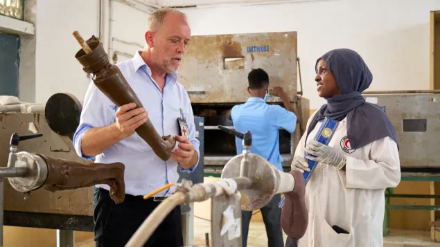 Philip Morgan with SRCS staff at the physical rehabilitation centre in Mogadishu