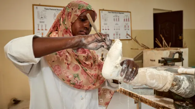 A prosthetic limb being manufactured at the rehabilitation centre in Mogadishu.