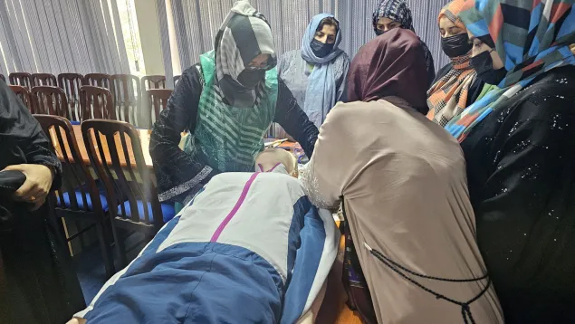 Female health personnel participating in a BEC training in Kabul. 
