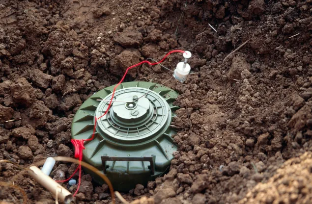 Sarajevo. Implosion device set to destroy mines.