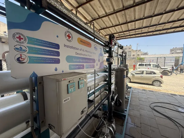 Al Manshiya Desalination Plant is being rehabilitated in Gaza City to provide reliable access to safe drinking water for around 30,000 people through water trucking, supporting surrounding neighborhoods and displacement camps.
