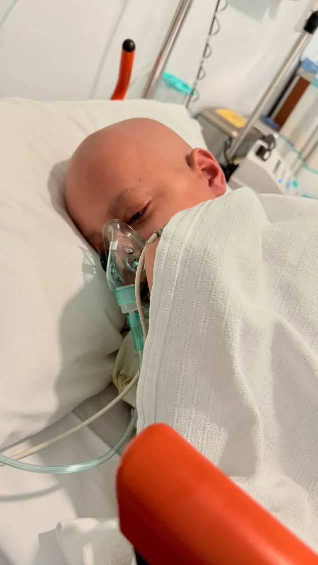 A photo of Mohanned’s sick son Kamal at the hospital.