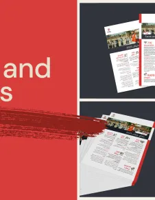 Mockups of the 'Facts and Figures, Iraq 2025,' showing a professional design with the title prominently displayed on the cover.