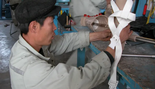 Songrim, 30 kms from Pyongyang. Orthopaedic rehabilitation center. Production and reparation workshop for orthopaedic material.