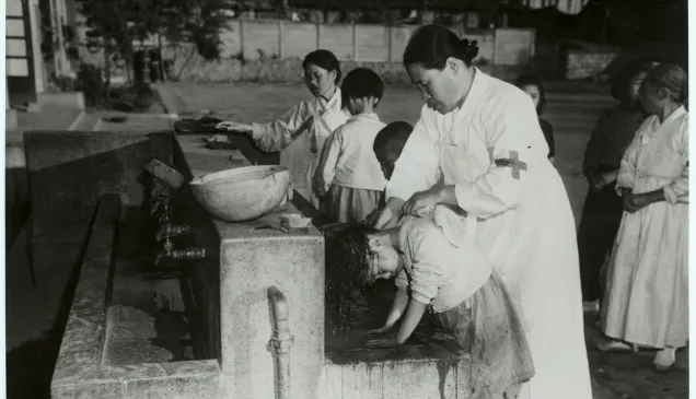 Korean children taken in at a new UN orphanage (2 November 1950)